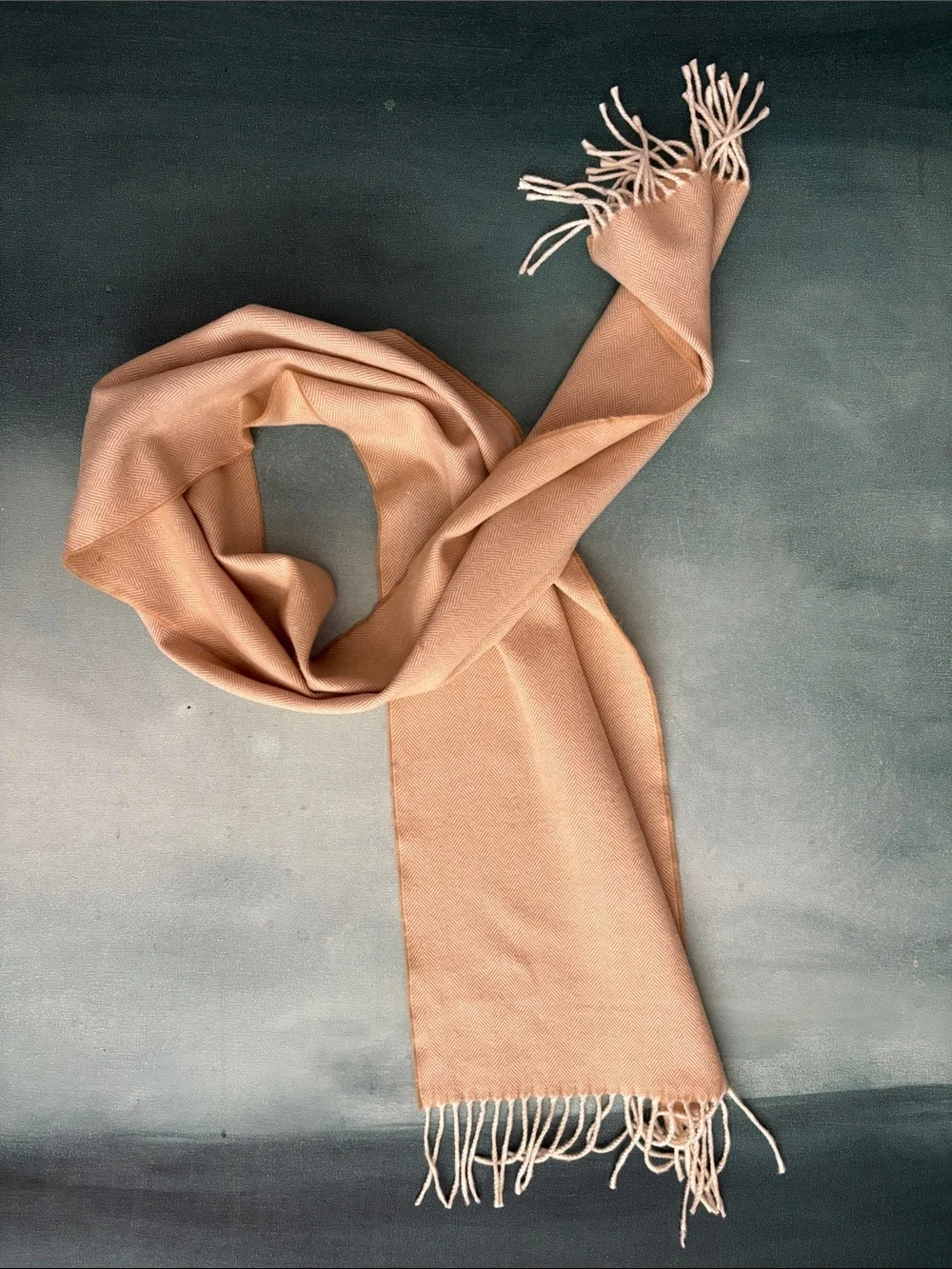 Cashmere Herringbone Scarf with Fringe